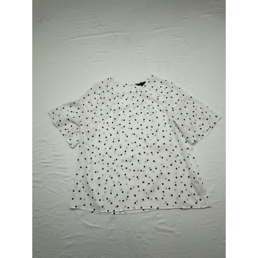 Banana Republic Polka‎ Dot Open Sleeve Top Black White Office Chic Womens XL